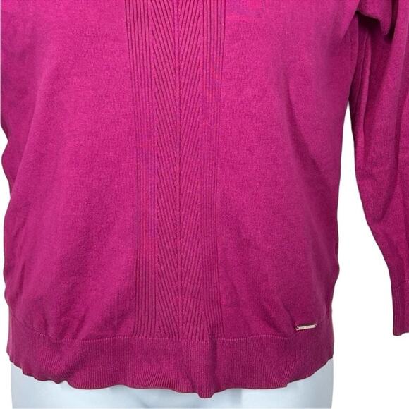 Tommy Hilfiger Magenta Turtleneck Sweater Button Cuff Size L Retro - Picture 4 of 14